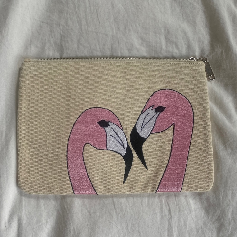 Edie Parker flamingo pouch